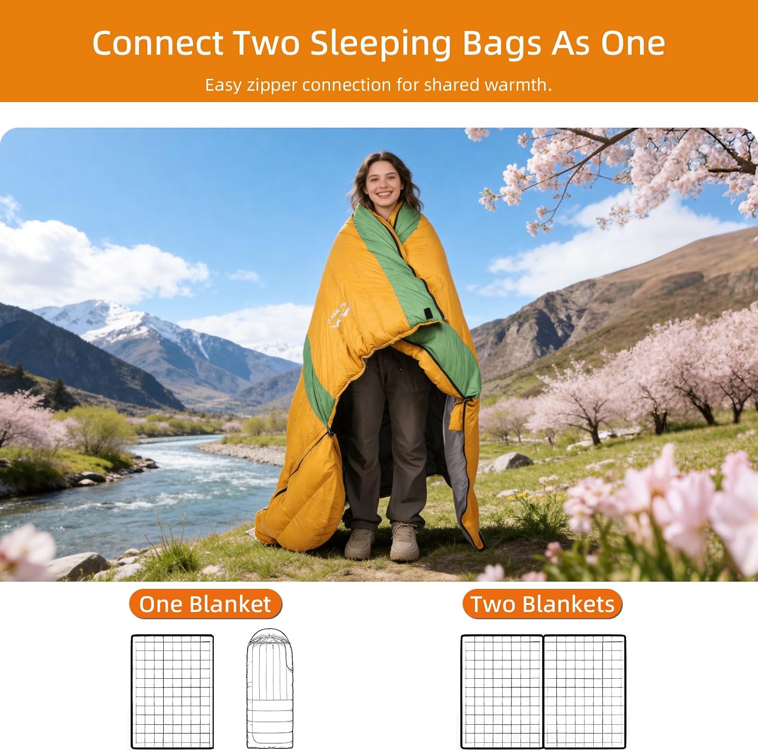 3-in-1 Lightweight Down Sleeping Bag for Adults and Teens - Image 6