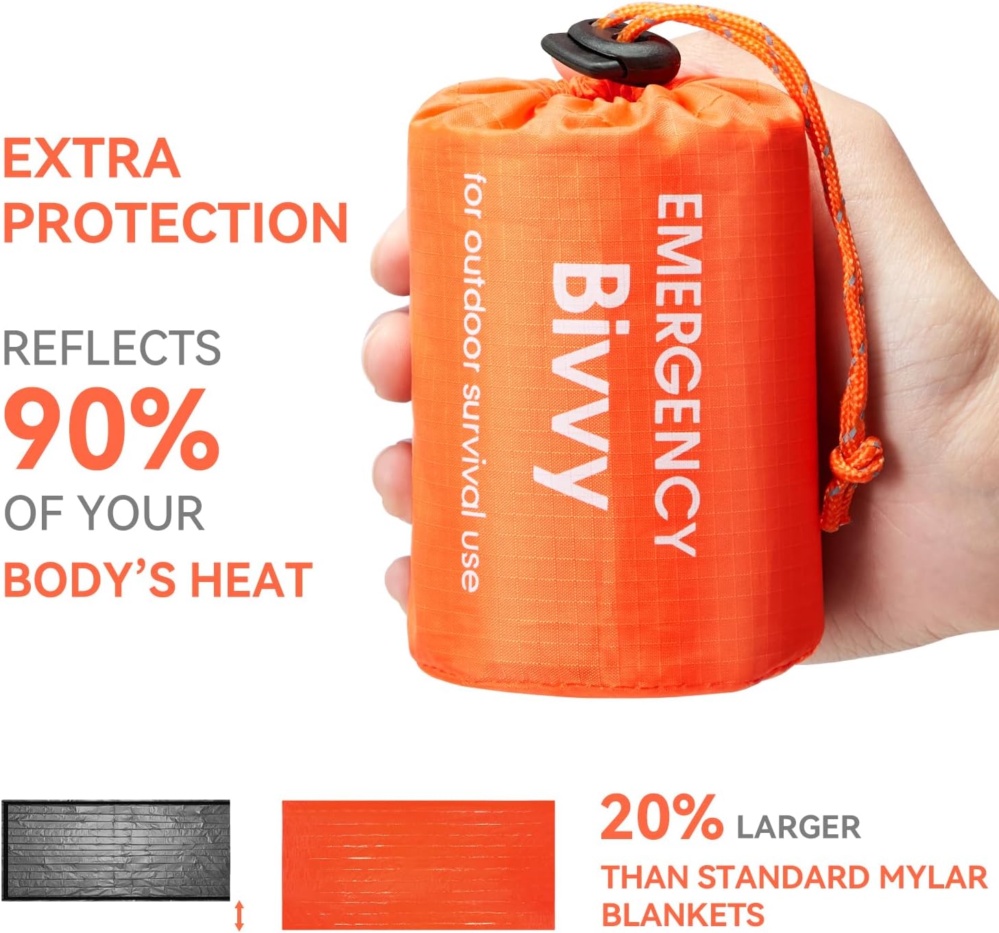 Esky Emergency Sleeping Bag, Survival Bag Portable Thermal Bivy Sack, Waterproof Lightweight Emergency Blanket Survival Gear with Compass for Camping Hiking Outdoor Adventure - Image 4