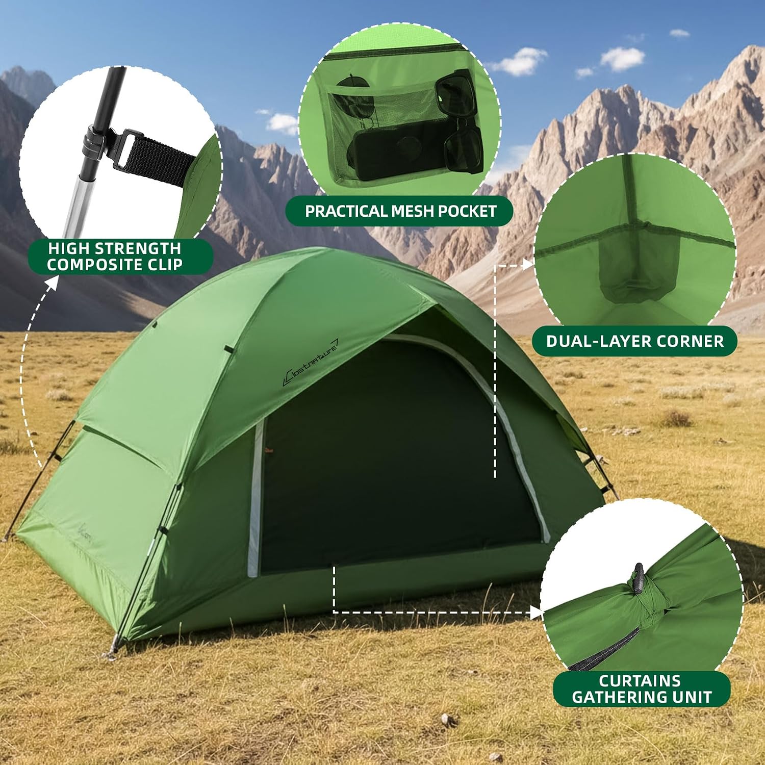 Clostnature Waterproof Camping Tent for 2 Person, 4 Person, Easy Setup Tent - Image 4