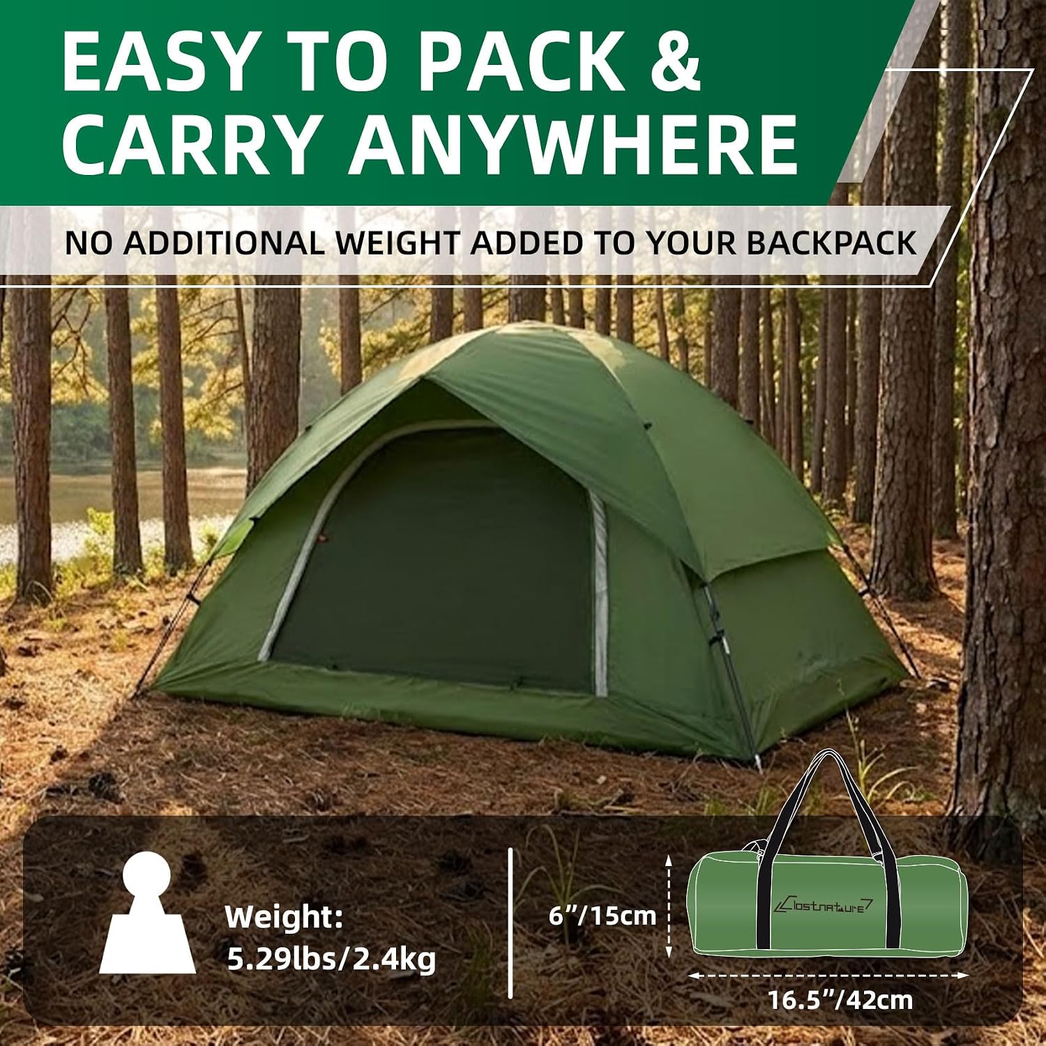 Clostnature Waterproof Camping Tent for 2 Person, 4 Person, Easy Setup Tent - Image 5