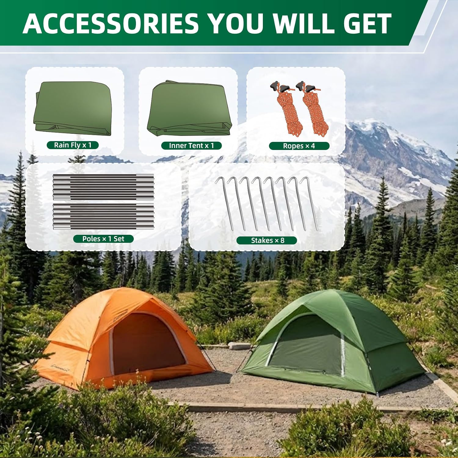 Clostnature Waterproof Camping Tent for 2 Person, 4 Person, Easy Setup Tent - Image 7