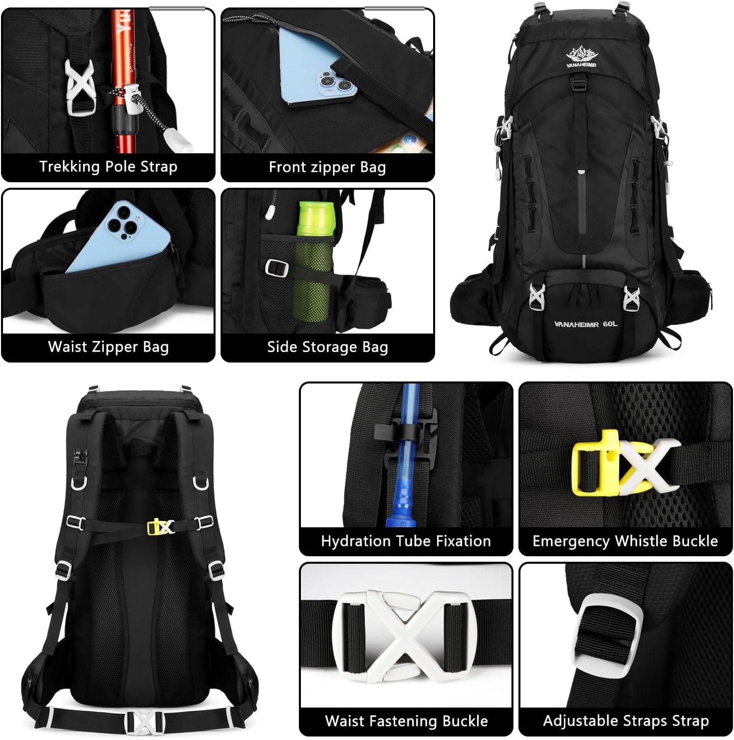 Esup 50L Waterproof Camping Hiking Backpack for Men and Women - Image 4