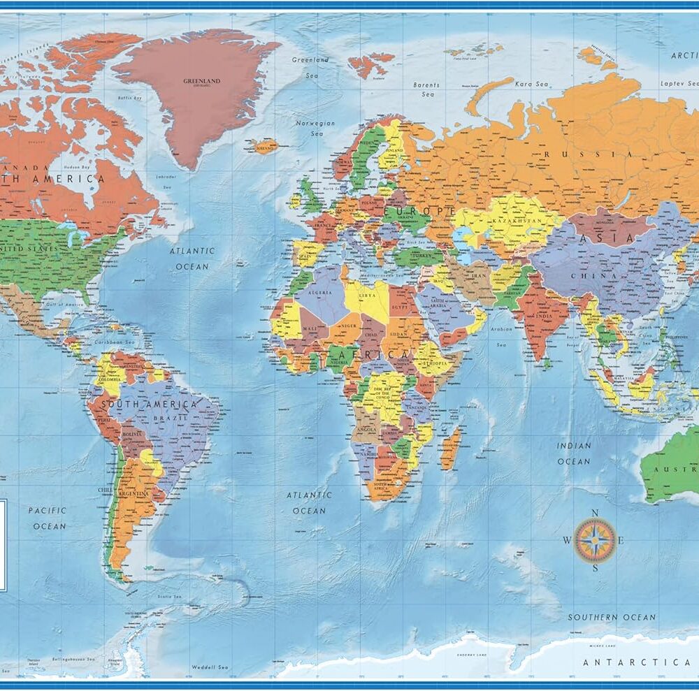 Swiftmaps World Premier Wall Map Poster Mural 24h x 36w Paper Folded